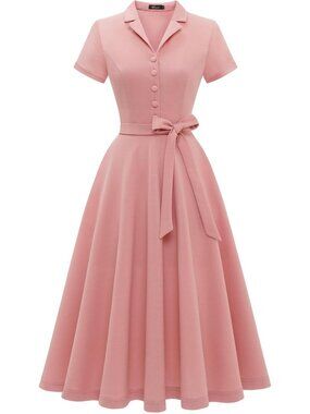 Wedtrend Women's Short Sleeve Cocktail Party Dress Work Church Dress -Blush